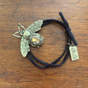 Gold Bee Bracelet with Black Cord
